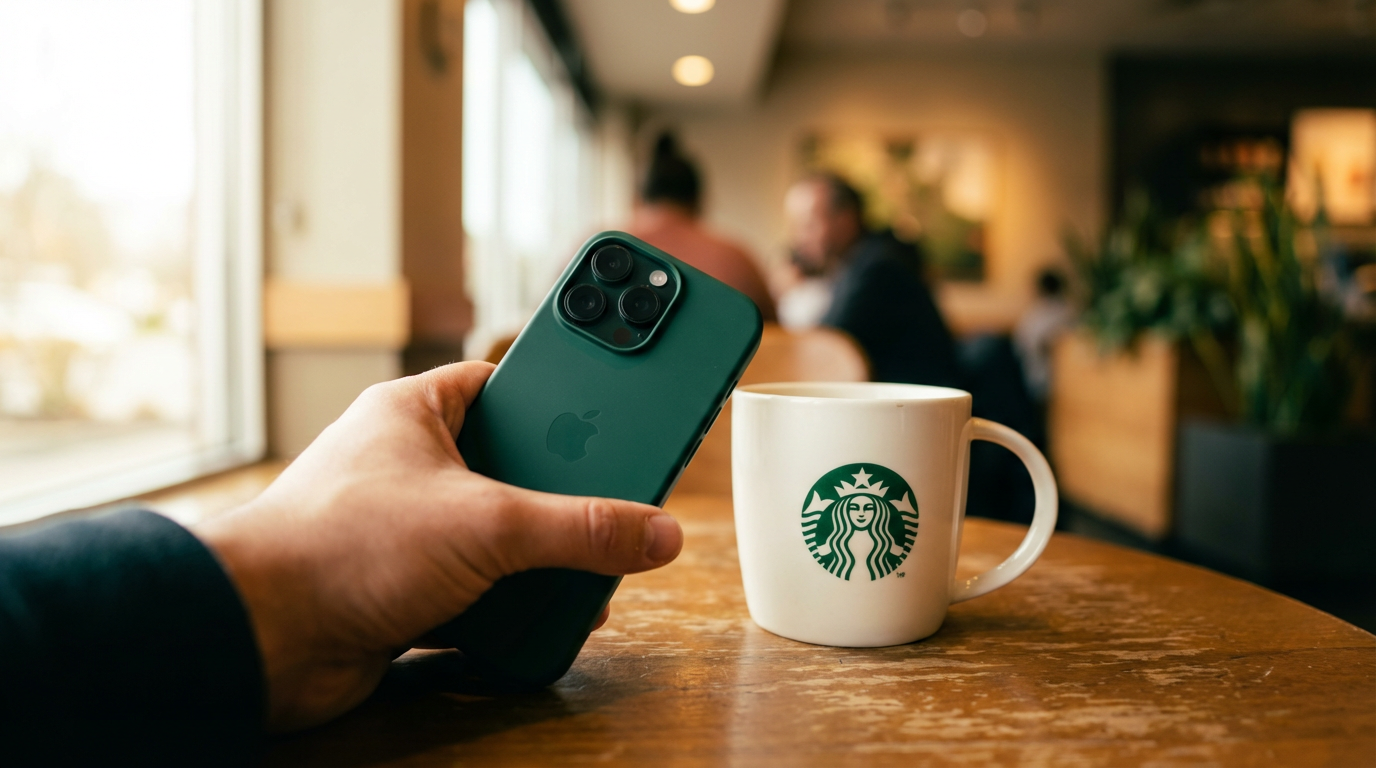 SnapTicker in action - scanning Starbucks cup